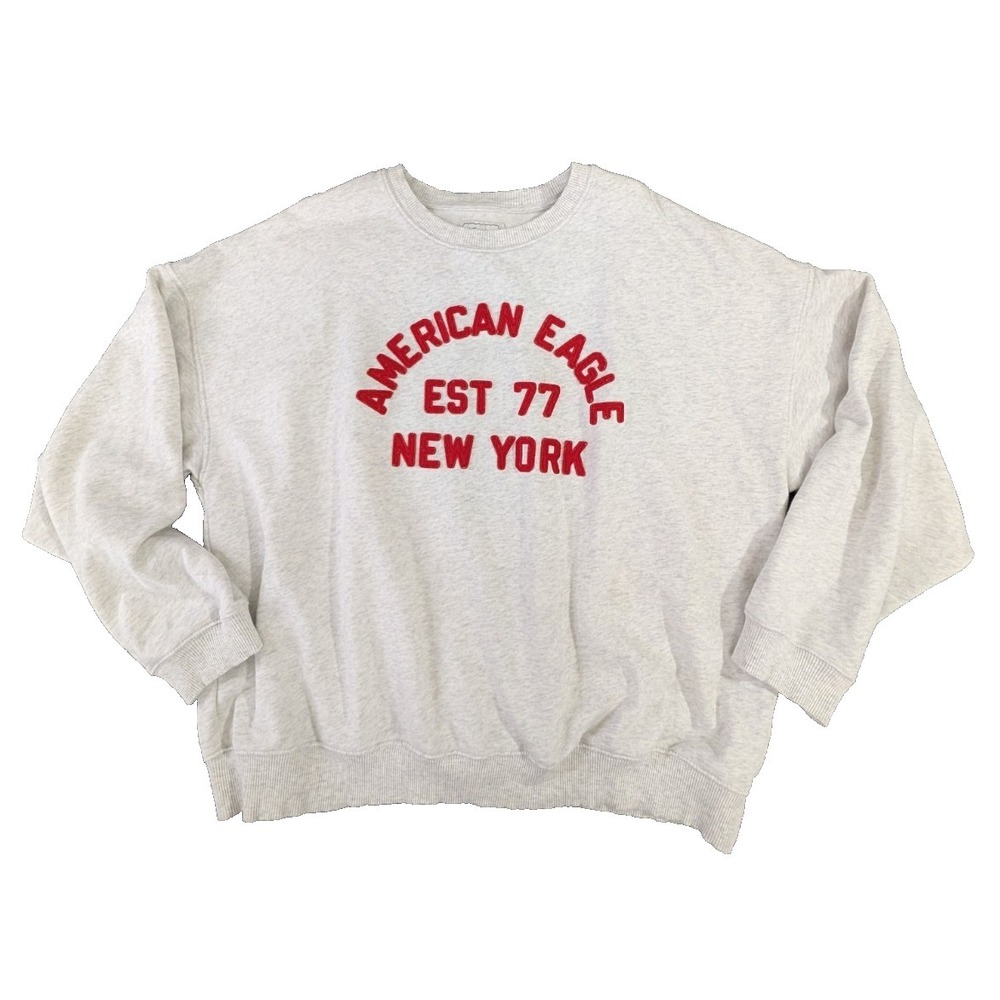 American Eagle New York Sweatshirt Women XL Gray Y2K Fleece‎ Lined Casual Comfy